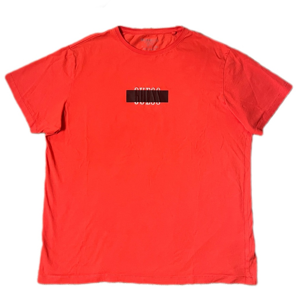 GUESS Men's Eco Ardis Logo Tee| Color: Portenho Pink|XXL
